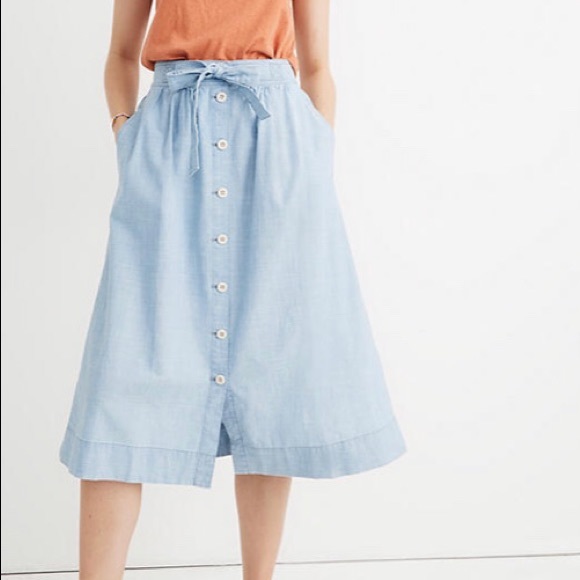 Madewell Dresses & Skirts - Madewell Palisade Tie Button Front Midi Skirt